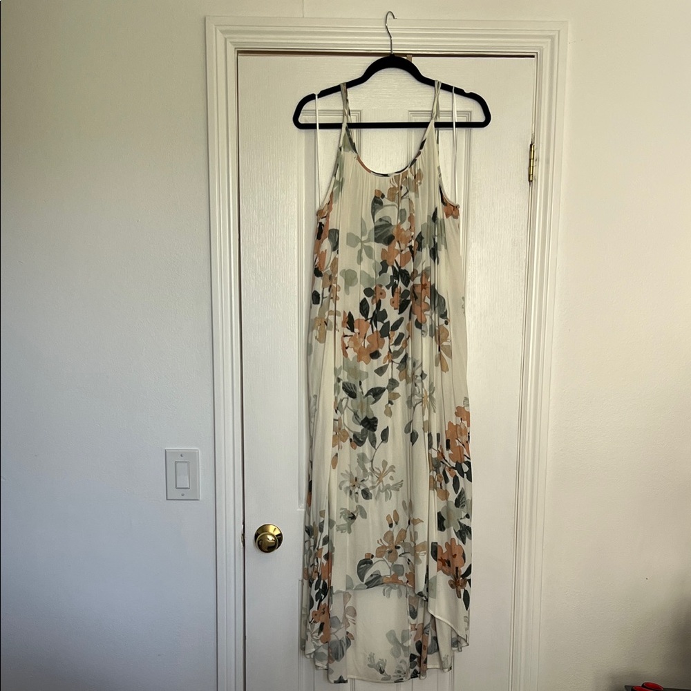 Love Stitch High Low Dress - Cream and Orange Floral